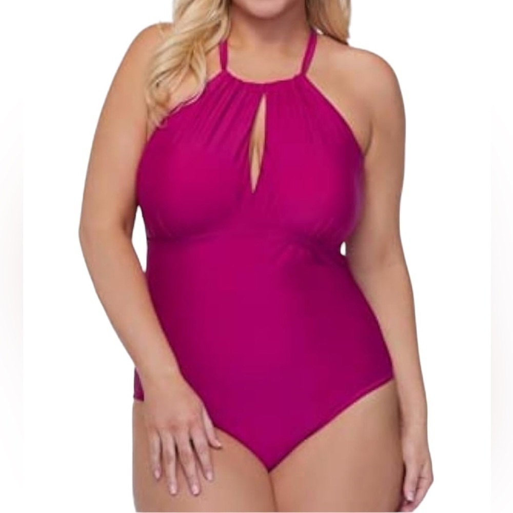 Raisins Curves Pink Catania One Piece Swimsuit Size 24W